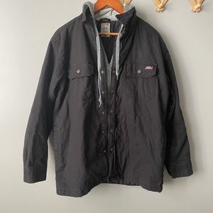Dickies Black Canvas Fleece Lined Hooded Coat
